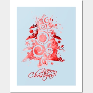 Merry Christmas Colorful tree Posters and Art